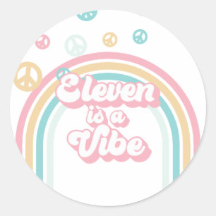 Adesivo Redondo Eleven é um Vibe Retro Arco-íris de Verão