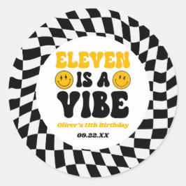 Adesivo Redondo Eleven Is A Vibe Retro 11th Birthday Party
