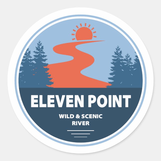 Adesivo Redondo Eleven Point Wild e Scenic River Missouri (Frente)