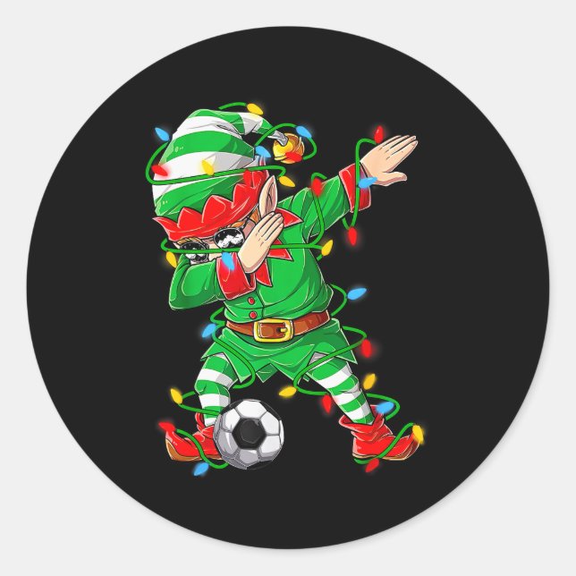 Adesivo Redondo Elf Dabbing Soccer Player Christmas Dab Xmas  (Frente)