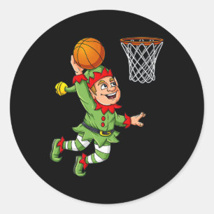 Adesivo Redondo Elf De Natal A Dunking A Basball Divertiu Rapazes 