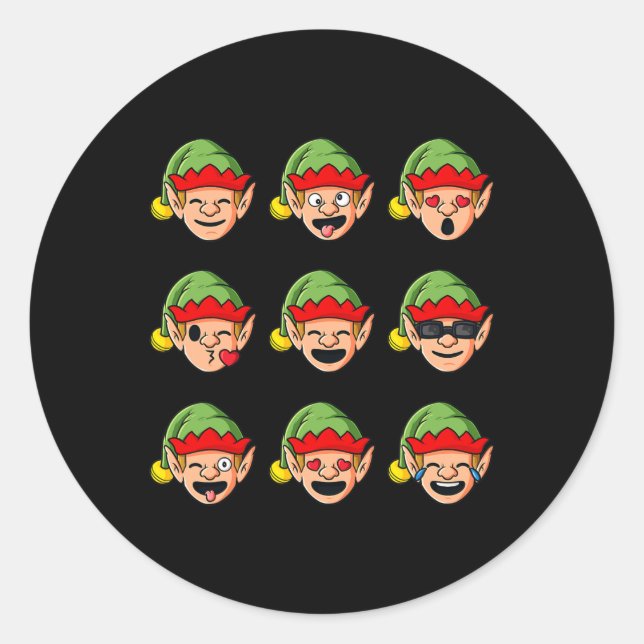 Adesivo Redondo Elf De Natal Enfrenta Rapazes Divertidos Meninas C (Frente)