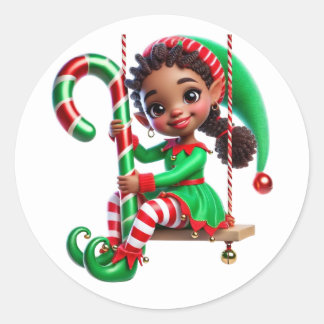 Adesivo Redondo Elf do Auxiliar de Papais noeis BMSC, V3