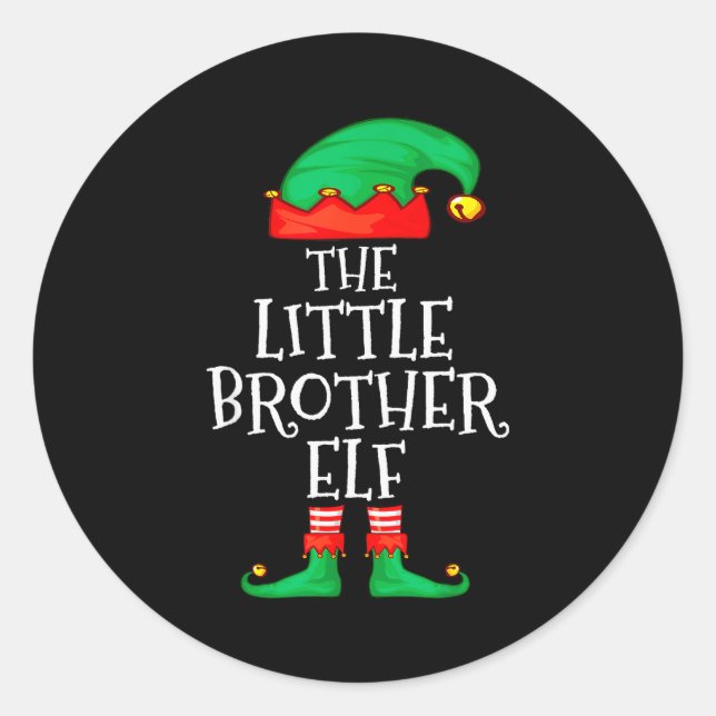 Adesivo Redondo Elf Family Christmas Little Brother Elf Sweater Me (Frente)