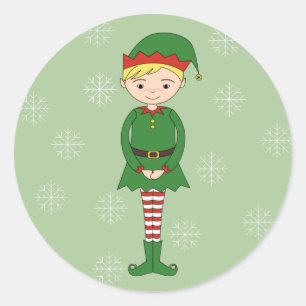 Adesivo Redondo Elf Flocos de Neve, um menino de Natal ilustre, ve