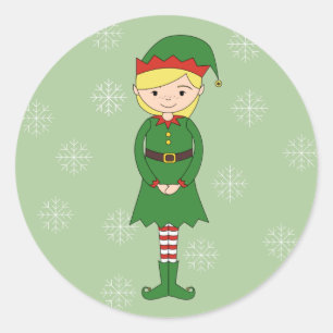 Adesivo Redondo Elf Flocos de Neve, uma garota de Natal ilustre, v