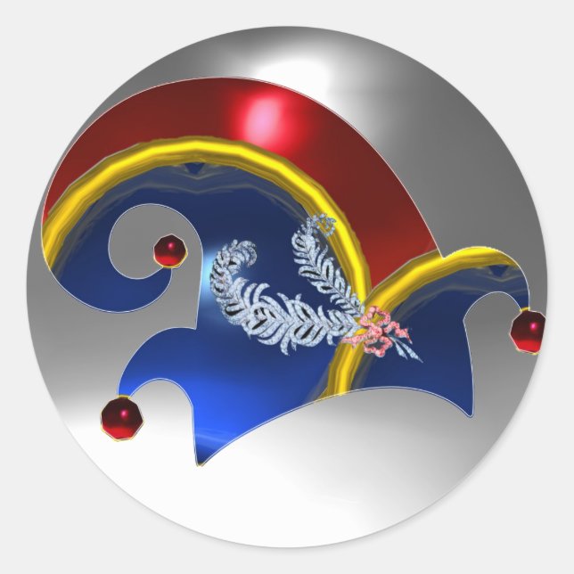 ADESIVO REDONDO ELF HAT/DOURADO JEWELS DIAMOND PENTHERS, GEM STONE (Frente)