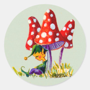 Adesivo Redondo ELF & MUSHROOM por SHARON SHARPE