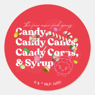 Adesivo Redondo Elf o Filme   Os Quatro Principais Grupos De Comid