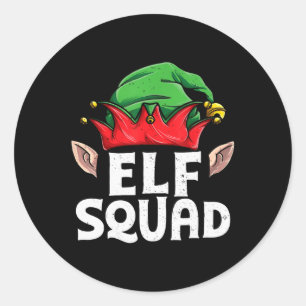 Adesivo Redondo Elf Squad Engraçado Família Elf Matando o Natal Pa