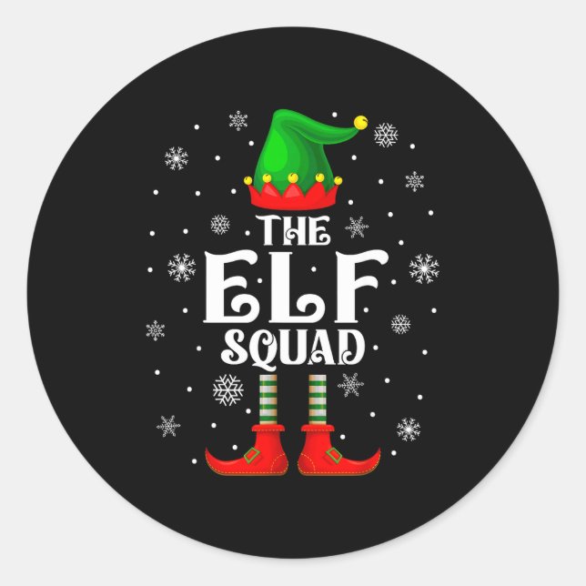 Adesivo Redondo Elf Squad Family Matching Xmas Funny Christmas Vib (Frente)