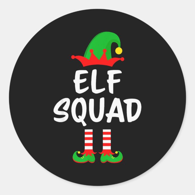 Adesivo Redondo Elf Squad Matching Family Christmas  (Frente)