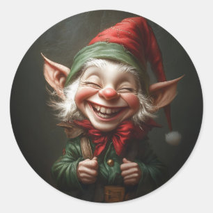 Adesivo Redondo Elfo alegre com uma grande risada