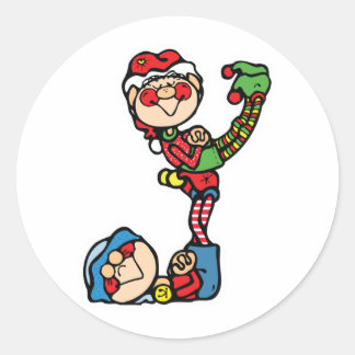 Adesivo Redondo elfos de natal engraçados