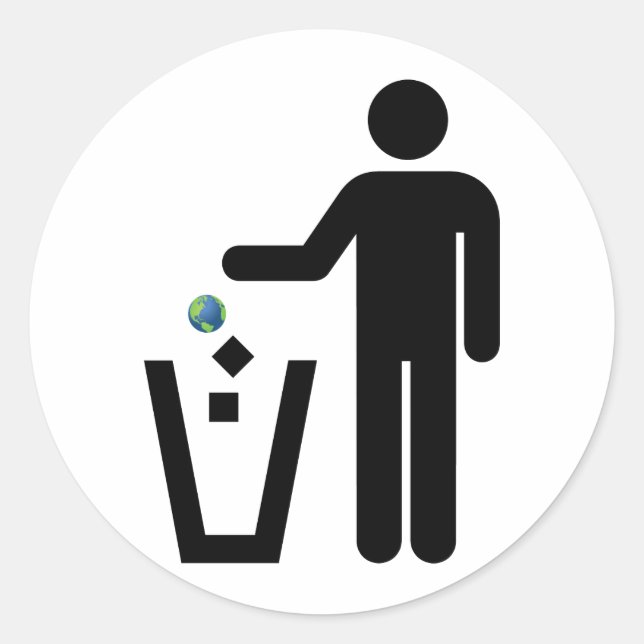 Adesivo Redondo Eliminação de lixo terrestre (Frente)