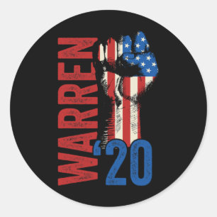 Adesivo Redondo Elizabeth Warren 2020 Para O Presidente Vintage Re
