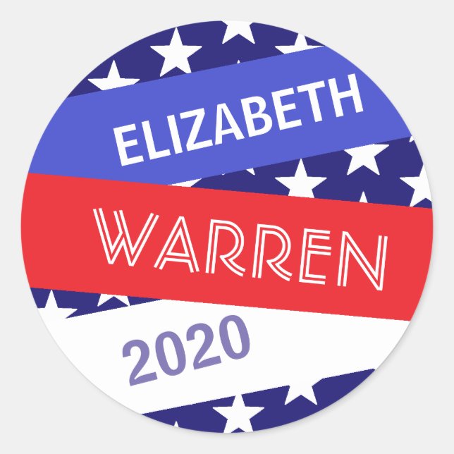 Adesivo Redondo Elizabeth Warren para o Presidente 2020 (Frente)
