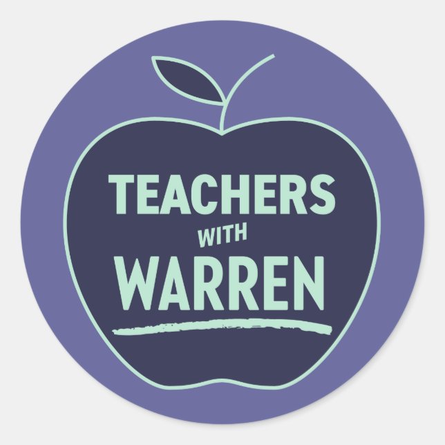 Adesivo Redondo Elizabeth Warren - Professores com Warren (Frente)