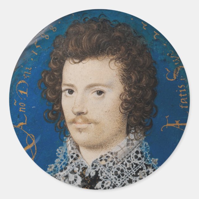 Adesivo Redondo Elizabethan Portrait Miniatura Nicholas Hilliard (Frente)