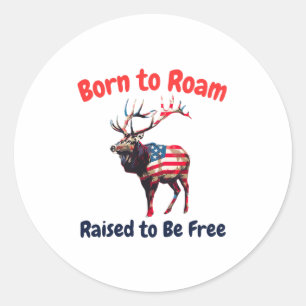 Adesivo Redondo Elk Flag America