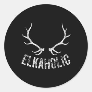Adesivo Redondo Elk Hunter Caçando Elkaholic Engraçado