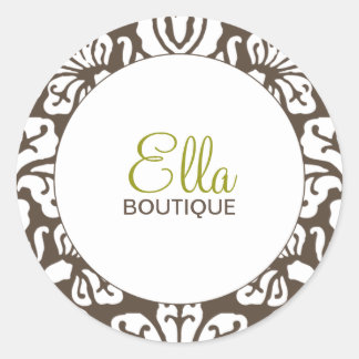 Adesivo Redondo Ella Brown Damask Chic Round Sticker