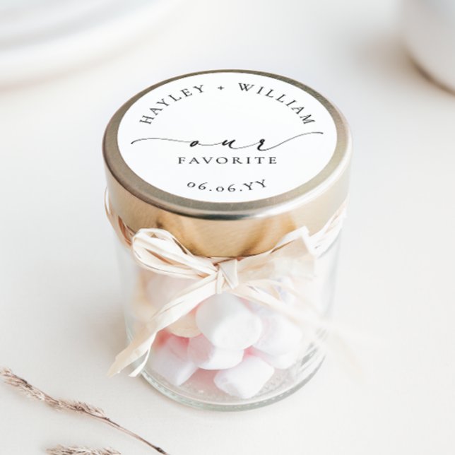 Adesivo Redondo Ellesmere Nosso Favorito (Ellesmere Our Favorite Wedding Favors Sticker)