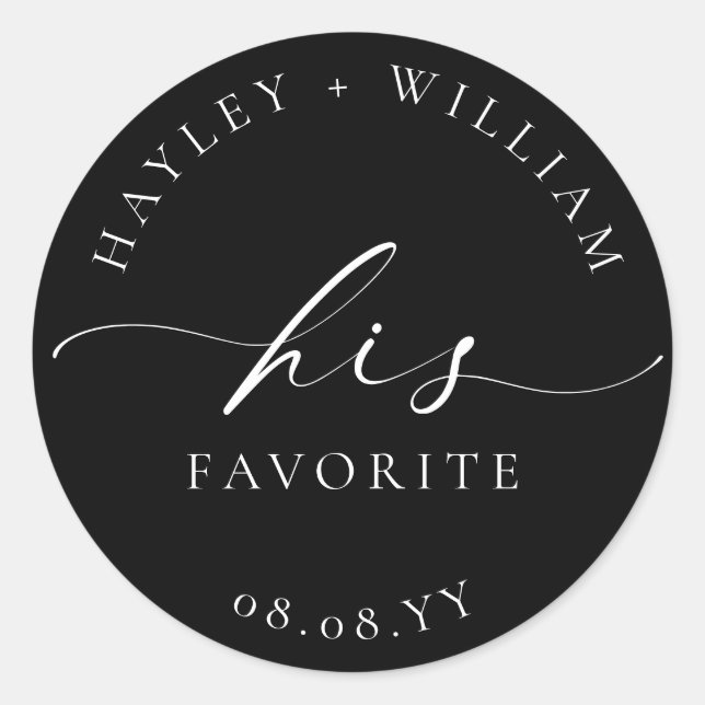 Adesivo Redondo Ellesmere Preto Seu Favorito (Frente)