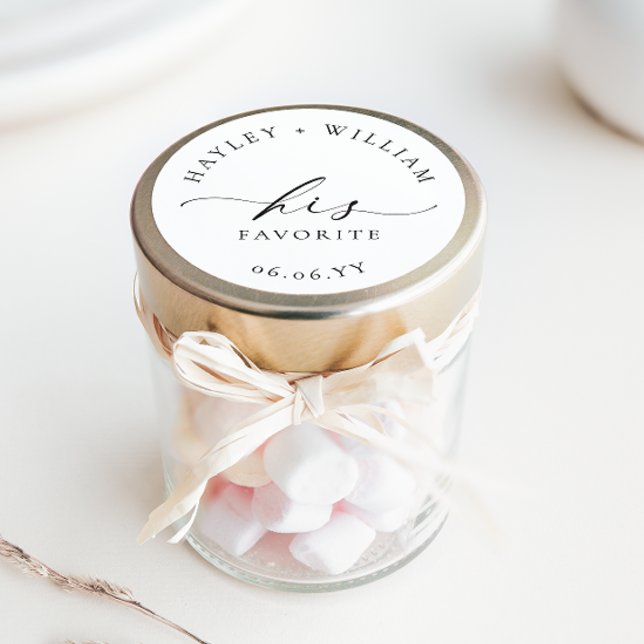 Adesivo Redondo Ellesmere Seu Favorito (Ellesmere His Favorite Wedding Favors Sticker)