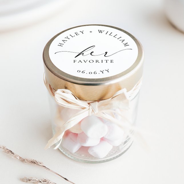 Adesivo Redondo Ellesmere Sua Favorita (Ellesmere Her Favorite Wedding Favors Sticker)