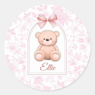 Adesivo Redondo Ellie Design de Enfermeiro de Urso Rosa Personal