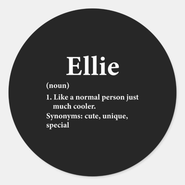 Adesivo Redondo Ellie Name Definition  (Frente)