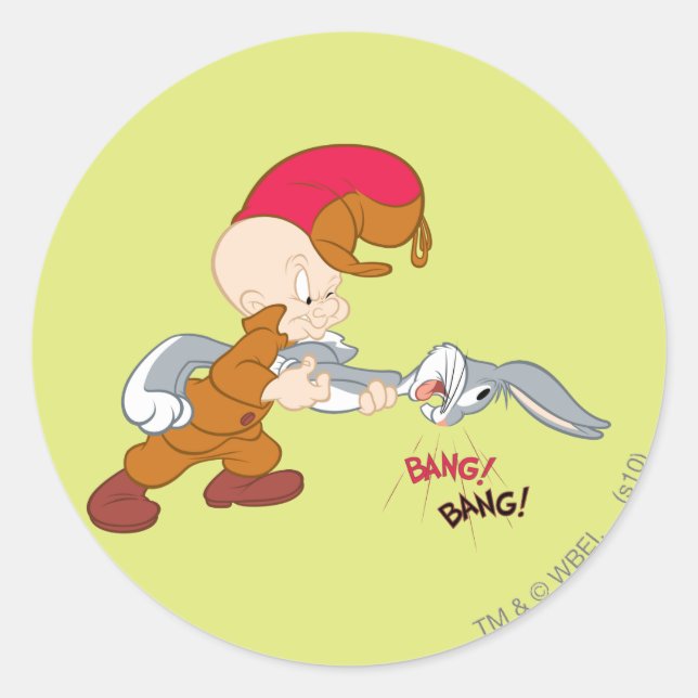 Adesivo Redondo ELMER FUDD™ e INSETOS BUNNY™ (Frente)