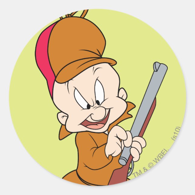 Adesivo Redondo ELMER FUDD™ Pronto para Caçar (Frente)