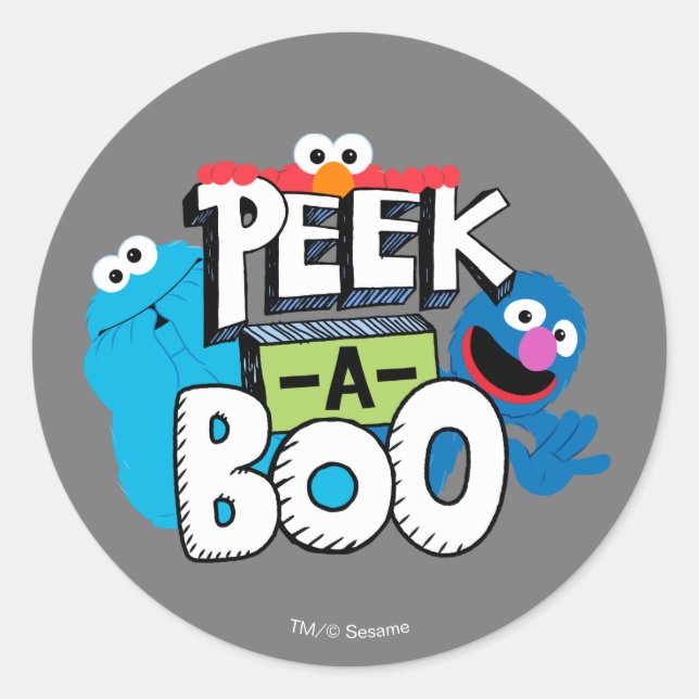 Adesivo Redondo Elmo, Cookie e Grover| Peek-a-Boo (Frente)