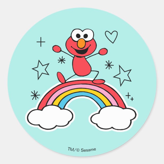 Adesivo Redondo Elmo Rainbow Doodley Graphic (Frente)