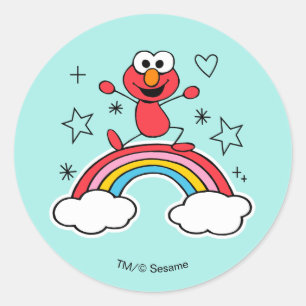 Adesivo Redondo Elmo Rainbow Doodley Graphic