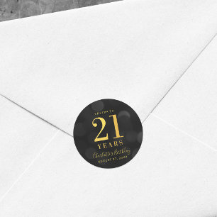 Adesivo Redondo Elogios Dourados escuros de Bokeh a 21 anos de