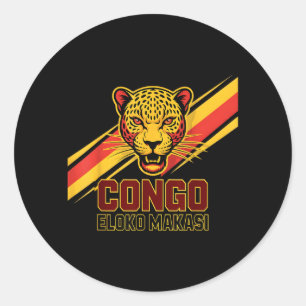 Adesivo Redondo Eloko Makasi Leopard Dr Congo Meninos Férias Engra