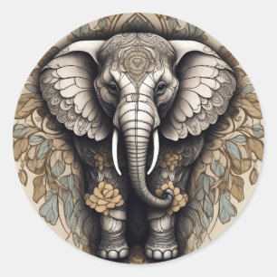 Adesivo Redondo Elphant Mandala