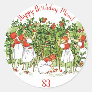 Adesivo Redondo Elsa Beskow Cute Strawberry Girl