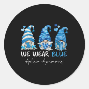 Adesivo Redondo Em Abril Nós Usamos Azul Gnome Conscientização do 