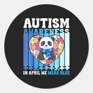 Adesivo Redondo Em Abril Usamos Azul Panda Puzzle de Conscienciali