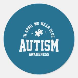 Adesivo Redondo Em abril use azul consciência do autismo quebra-ca
