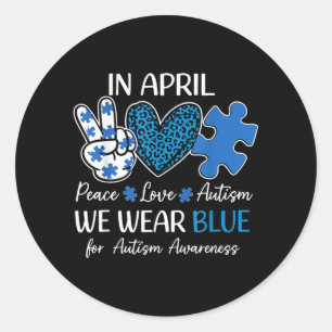 Adesivo Redondo em abril Use Azul Conscientização do Autismo Homen