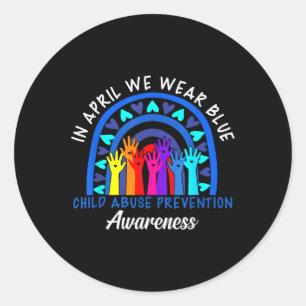 Adesivo Redondo Em abril, Vestimos a Prevenção do Abuso de Criança