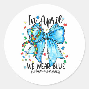 Adesivo Redondo Em abril, Vestimos a Quebra-cabeça de consciência 