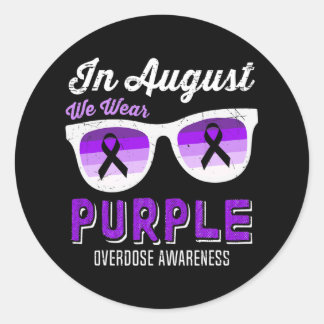Adesivo Redondo Em agosto Vestimos Awarenes de Sobredosagem com Pu