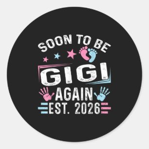 Adesivo Redondo Em Breve Será Gigi Novamente Est. 2026 Vintage Gig