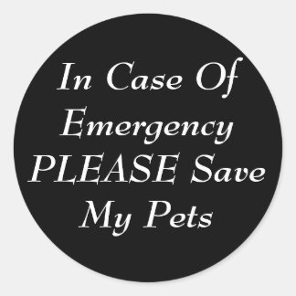 Adesivo Redondo Em Caso De Emergência, Salve Meus Pets